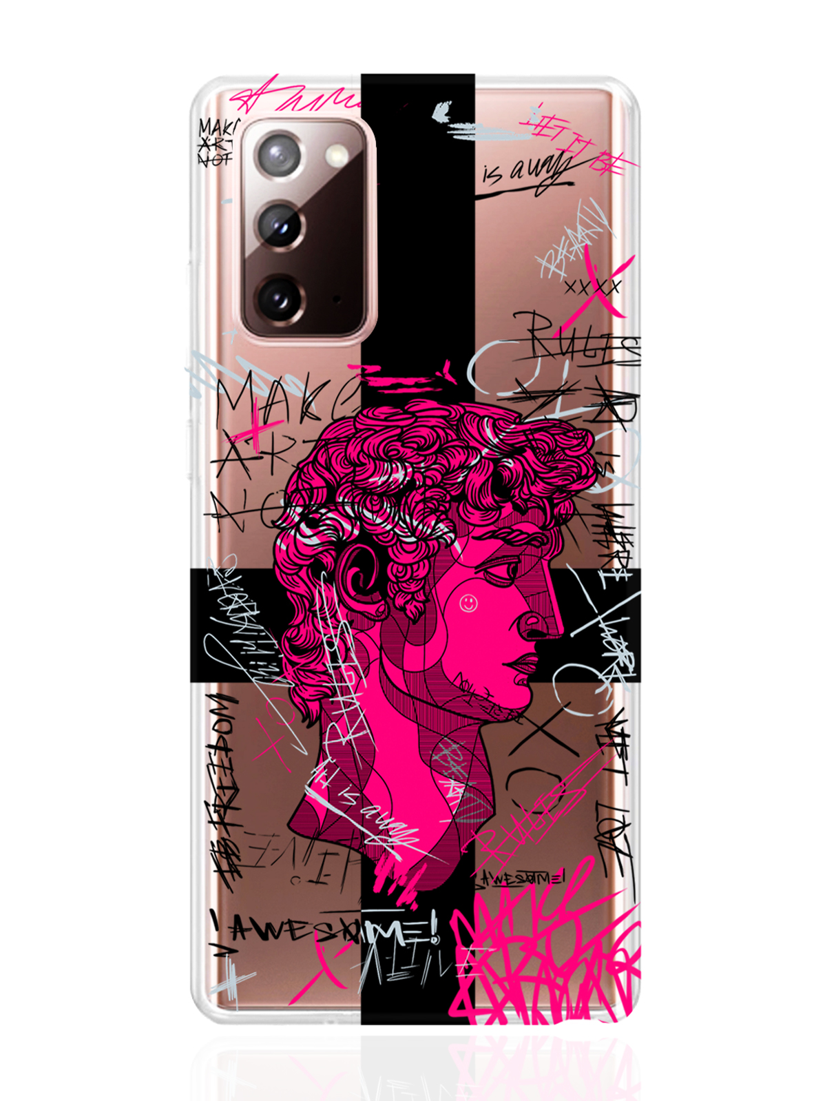 

Чехол MustHaveCase для Samsung Galaxy Note 20 Голова Давида граффити прозрачный, Samsung Galaxy Note 20 Голова Давида граффити