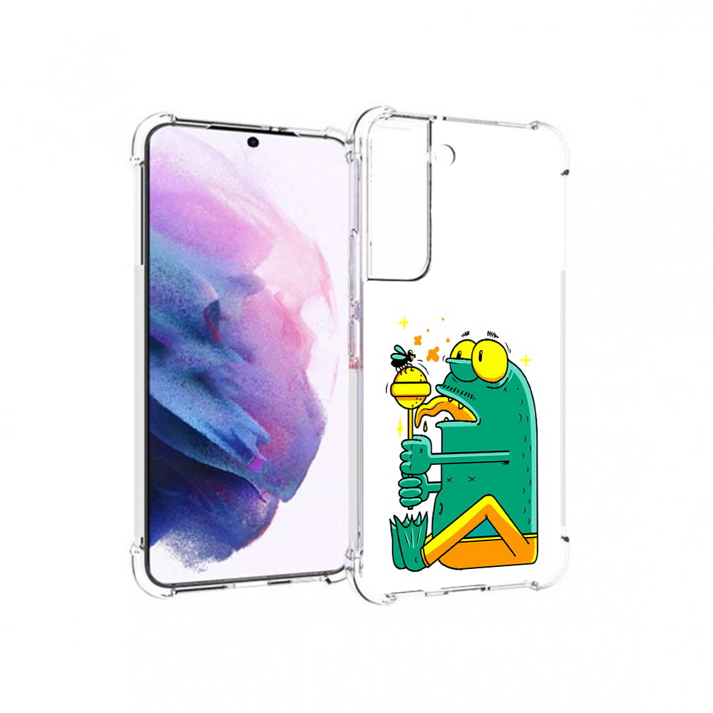 

Чехол MyPads Tocco для Samsung Galaxy S22 Зеленая лягушка с чупа чупсом (PT194926.508.85), Прозрачный, Tocco