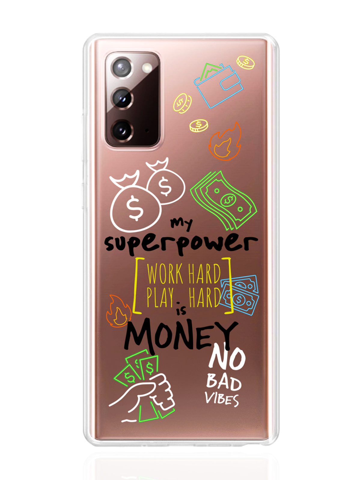 

Чехол MustHaveCase для Samsung Galaxy Note 20 My Superpower is Money прозрачный, Samsung Galaxy Note 20 My Superpower is Money