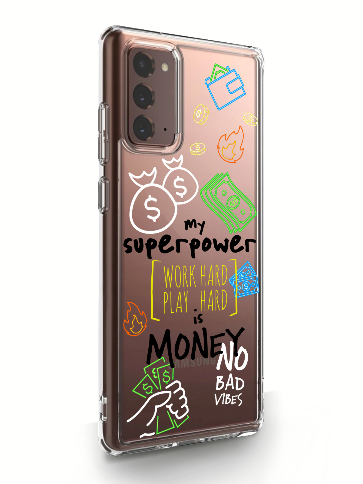 фото Чехол musthavecase для samsung galaxy note 20 my superpower is money прозрачный