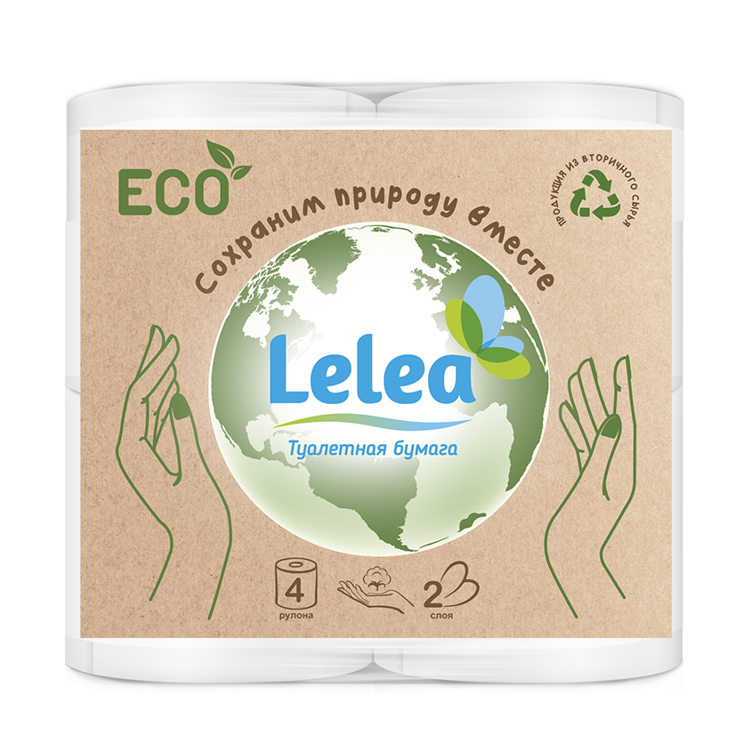 Туалетная бумага Lelea Eco двухслойная 4 шт