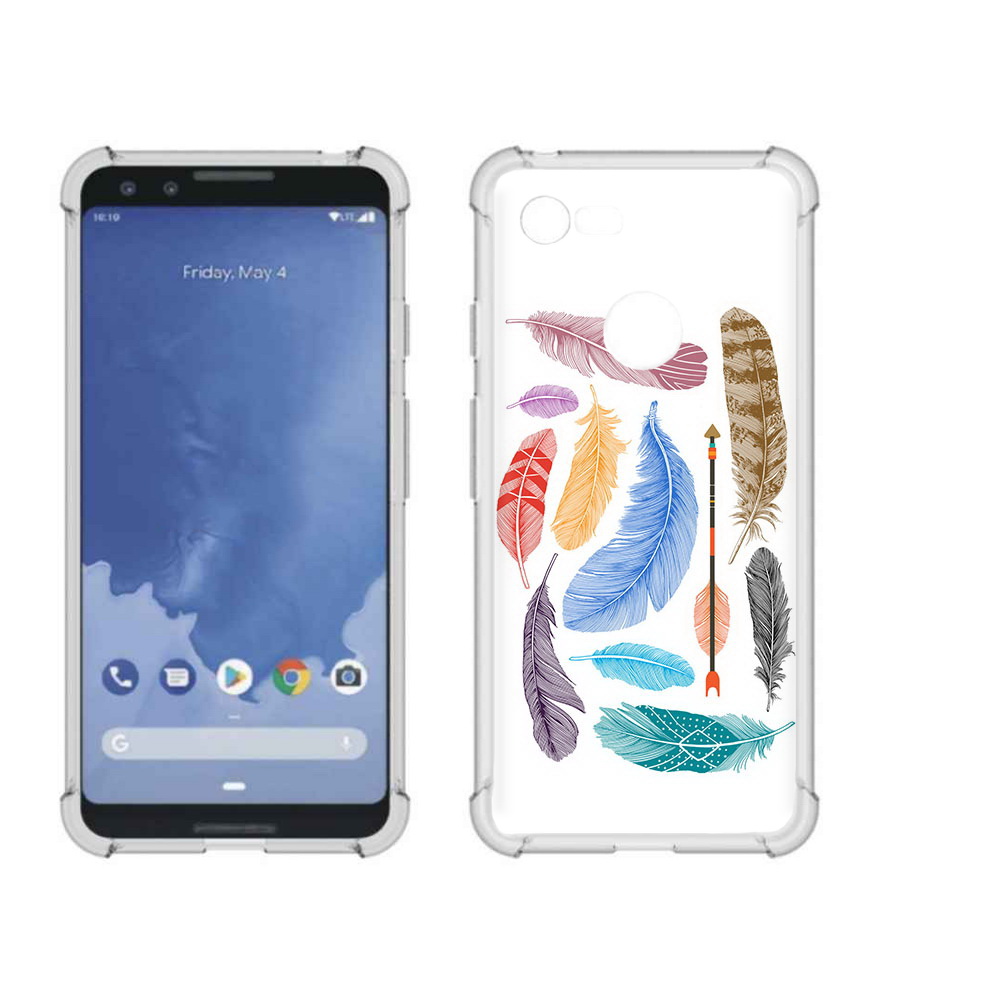 

Чехол MyPads Tocco для Google Pixel 3 разноцветные перья, Прозрачный, Tocco