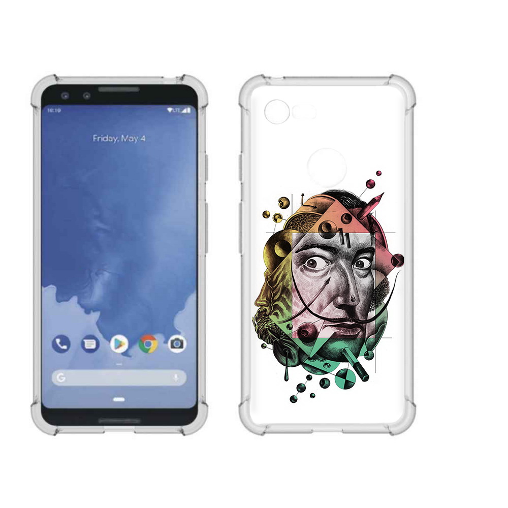 

Чехол MyPads Tocco для Google Pixel 3 разноцветное лицо абстракция, Прозрачный, Tocco