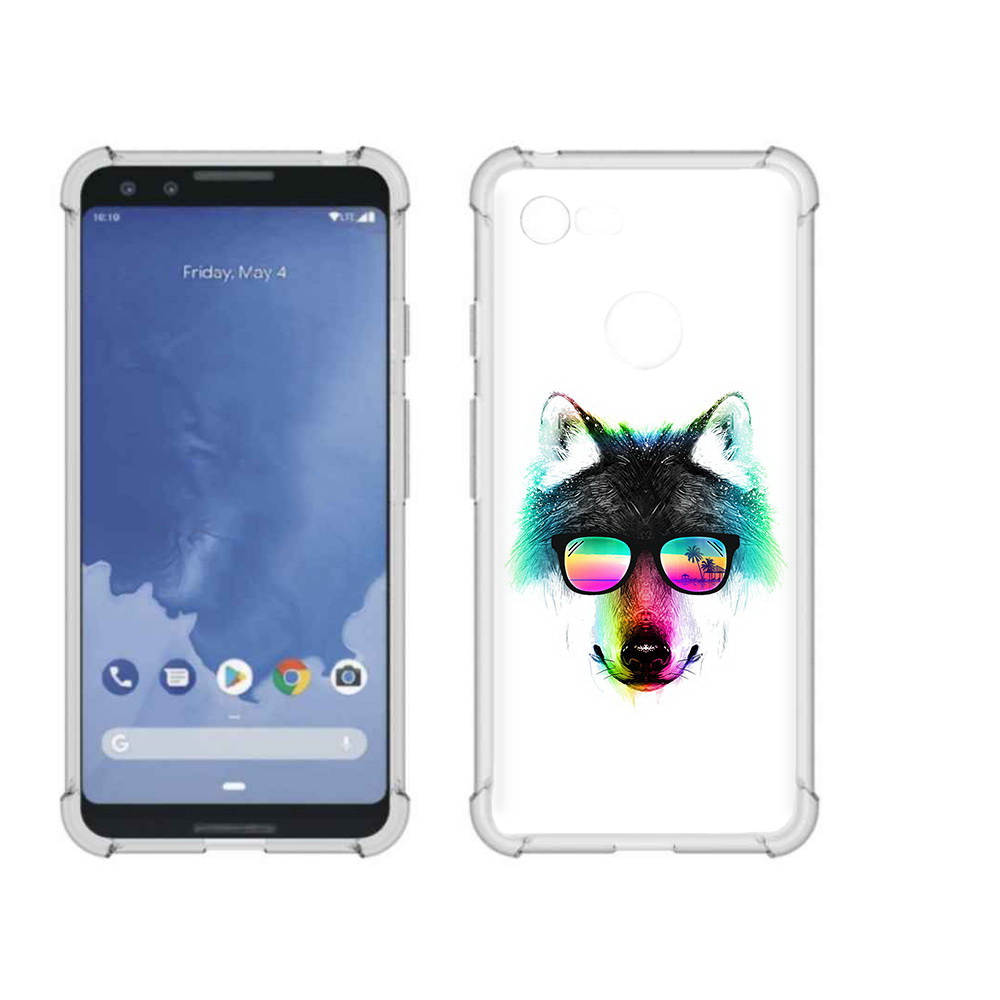 

Чехол MyPads Tocco для Google Pixel 3 радужный волк, Прозрачный, Tocco