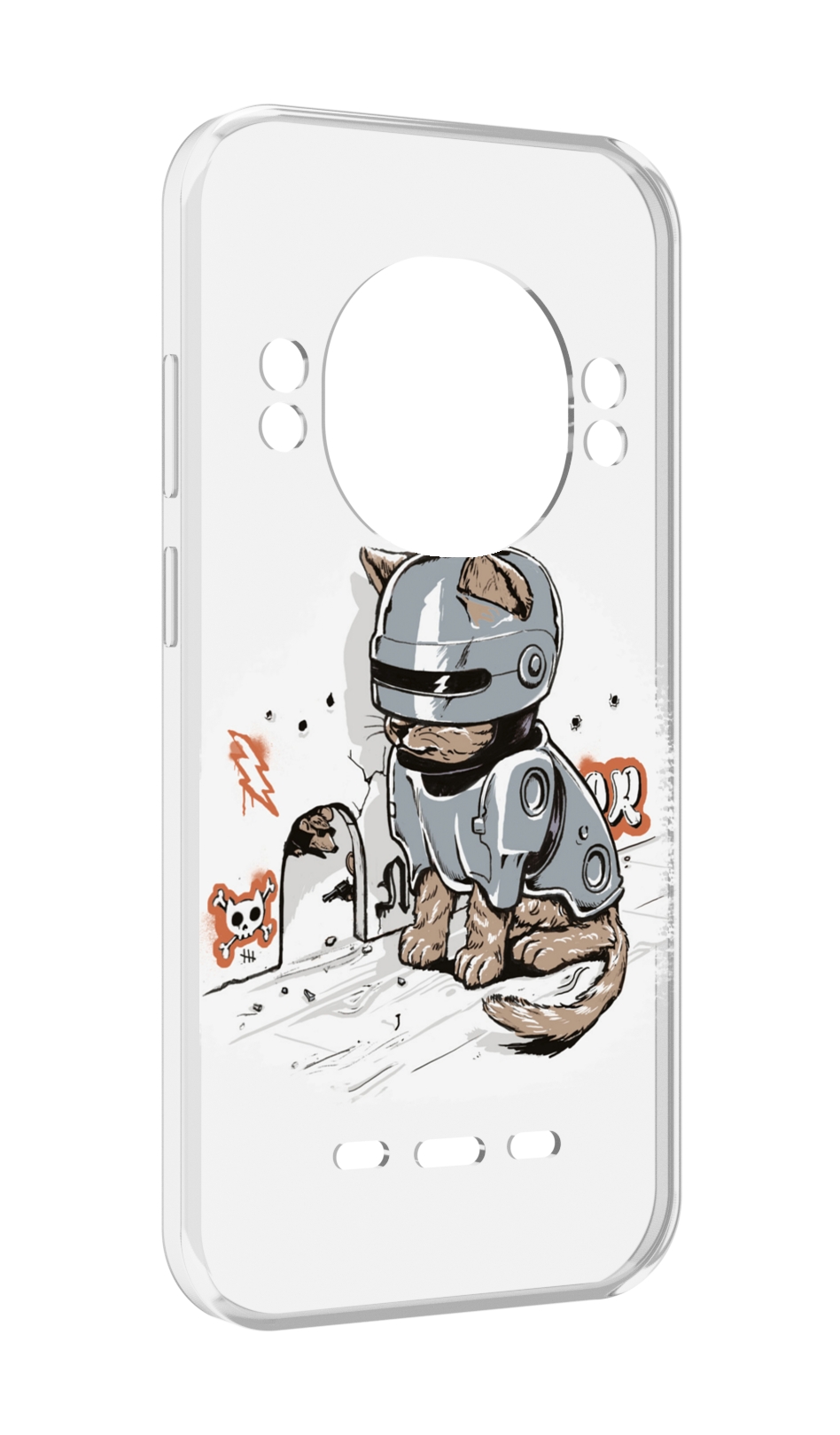 

Чехол Mypads Грозный Кот для Ulefone Power Armor 16 Pro, Прозрачный, Tocco