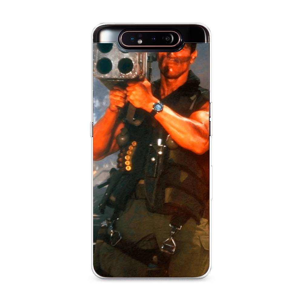 

Чехол на Samsung Galaxy A80 "Арнольд Шварцнеггер с базукой", Голубой;коричневый, 28350-6