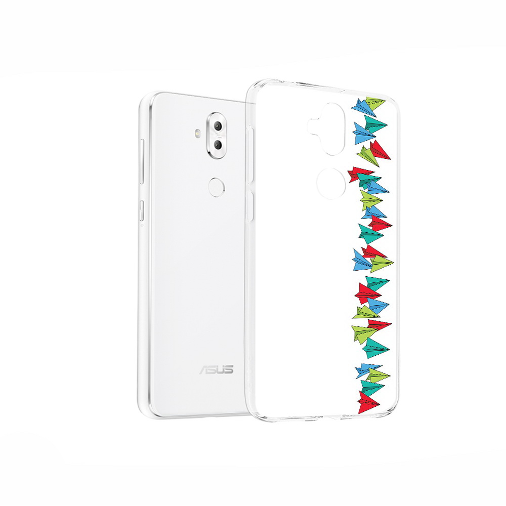 

Чехол MyPads Tocco для Asus ZenFone 5 Lite (ZC600KL) самолетики из листочков, Прозрачный, Tocco