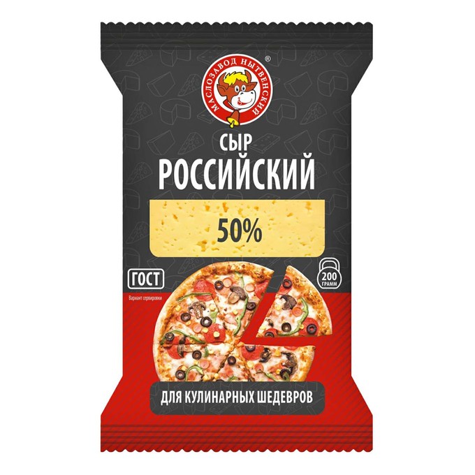 

Сыр Маслозавод Нытвенский Российский, полутвердый, для кулинарных шедевров, 50%, 200 г