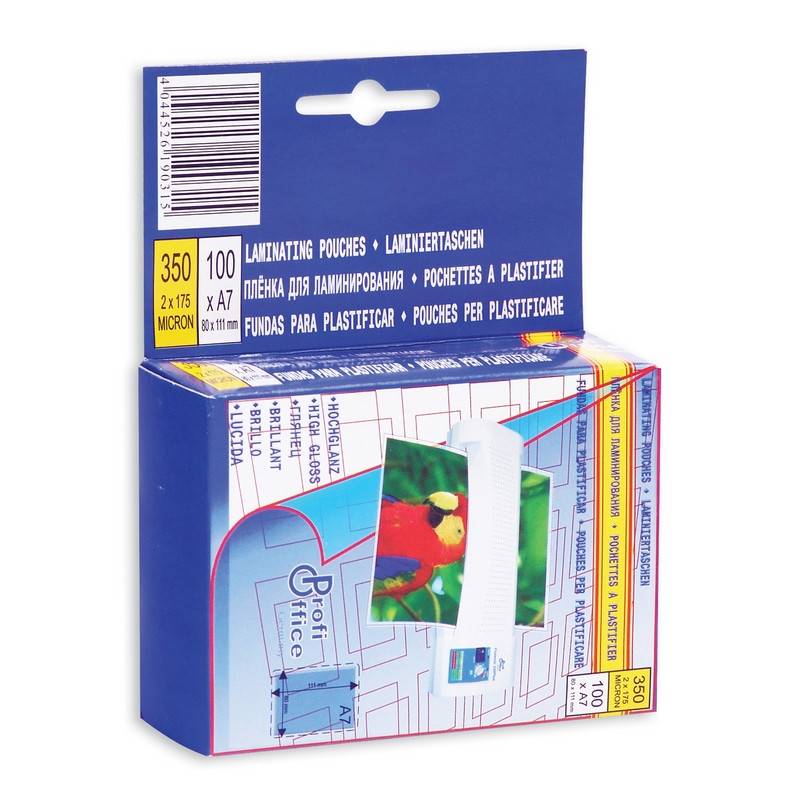 

Пленка для ламинирования ProfiOffice 80x111 мм глянцевая (100 штук в уп) 32665