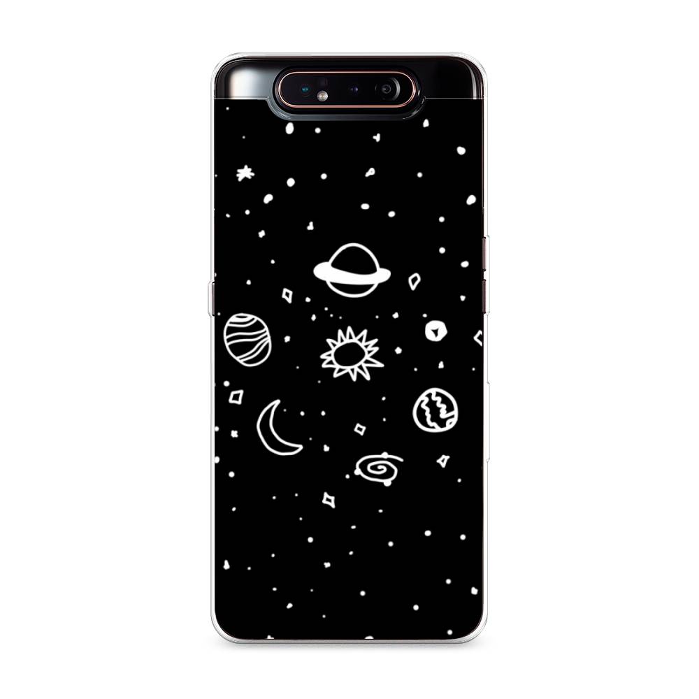 

Чехол на Samsung Galaxy A80 "Дудл солнечной системы", Бежевый;серый, 28350-2