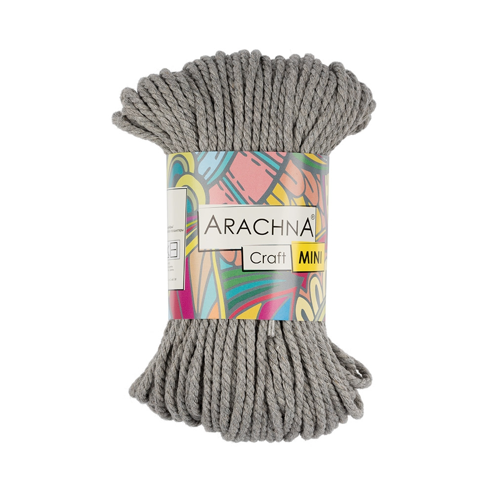 фото Набор пряжи arachna craft mini, 75% хлопок, 25% фибра, 3*94,1 г, 30,48 м, №06, серый