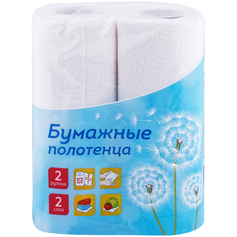 

Полотенца бумажные в рулонах OfficeClean, 2-слойные, 9,6м/рул, белые, 2шт., Белый, 249813
