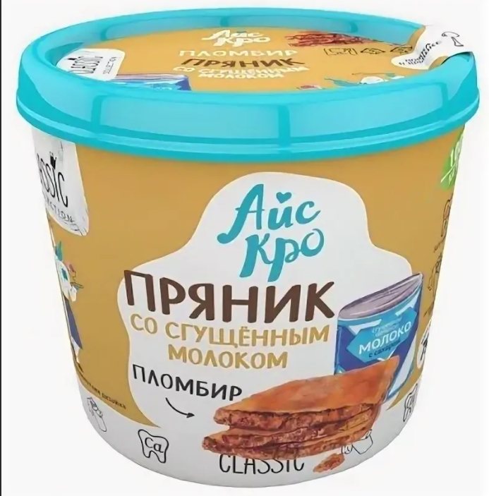 Мороженое АйсКро пломбир, пряник со сгущенным молоком, 12%, 310 г