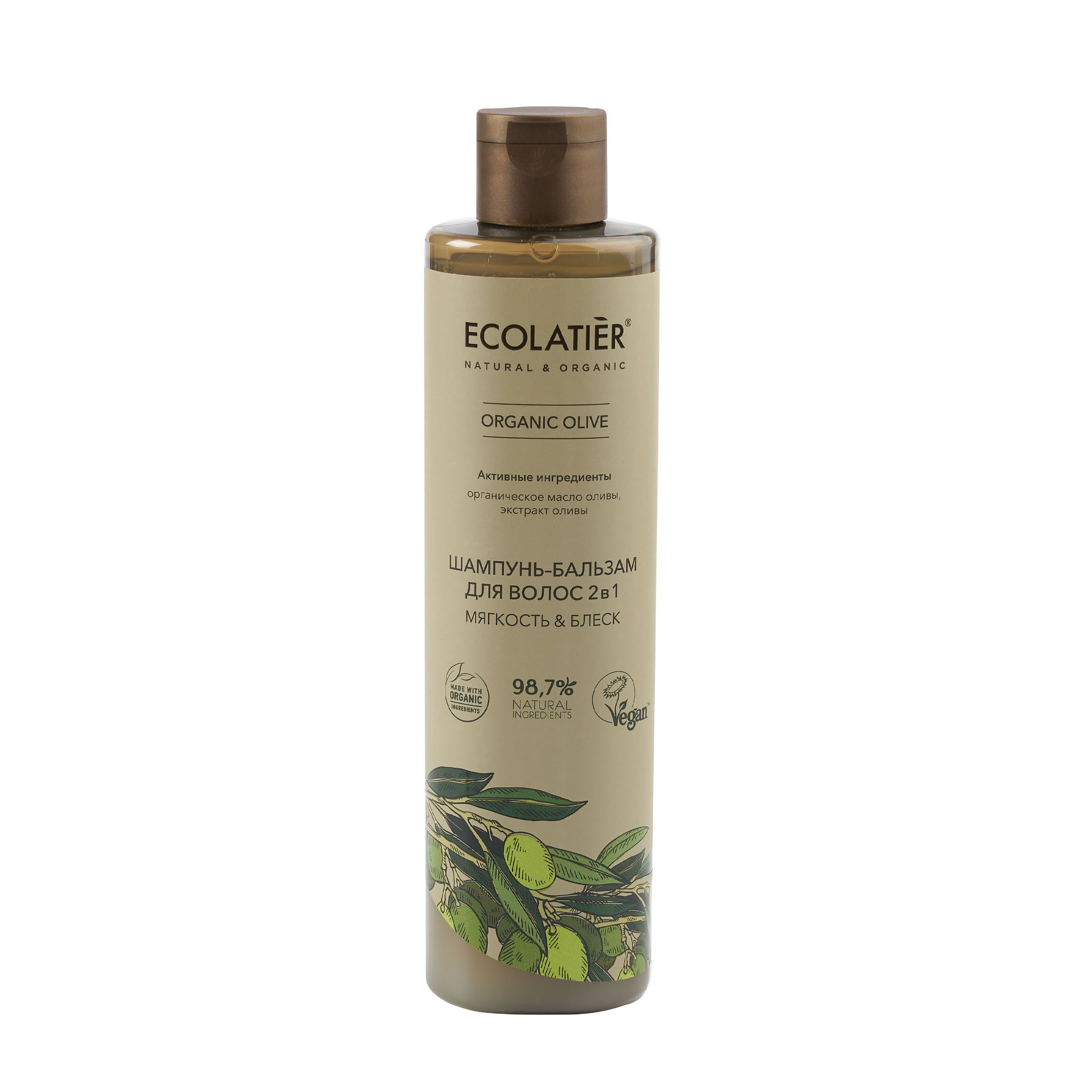 фото Шампунь-бальзам для волос 2 в 1 ecolatier green organic olive, 350 мл