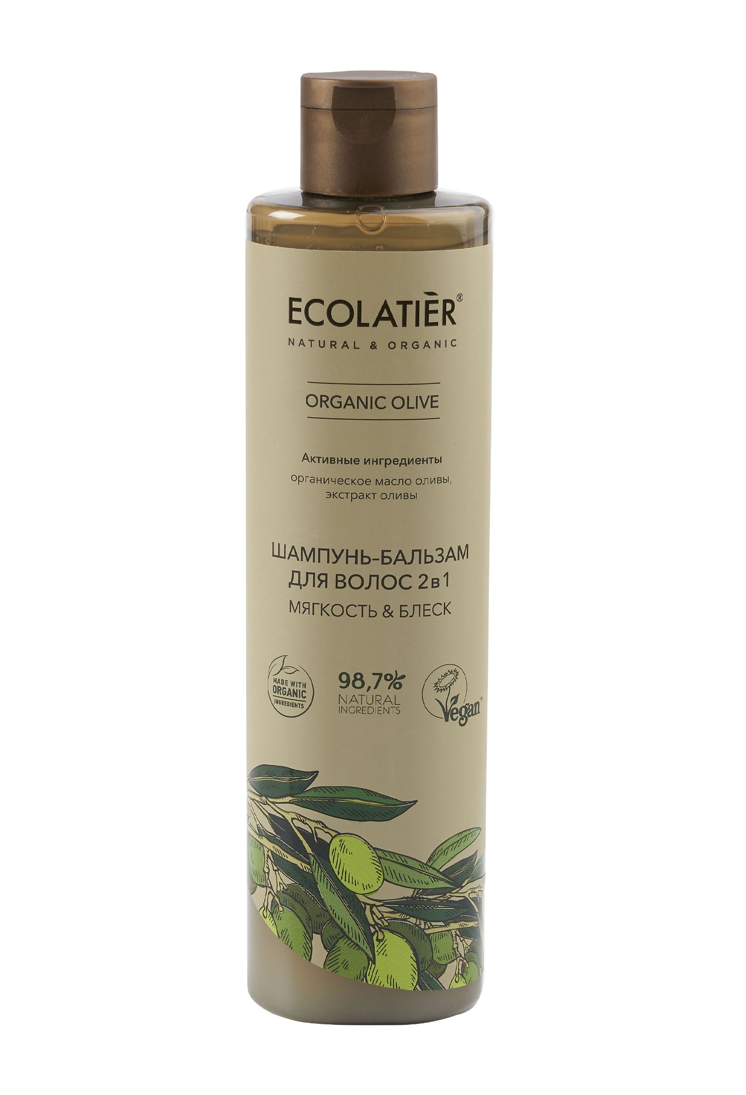 фото Шампунь-бальзам для волос 2 в 1 ecolatier green organic olive, 350 мл