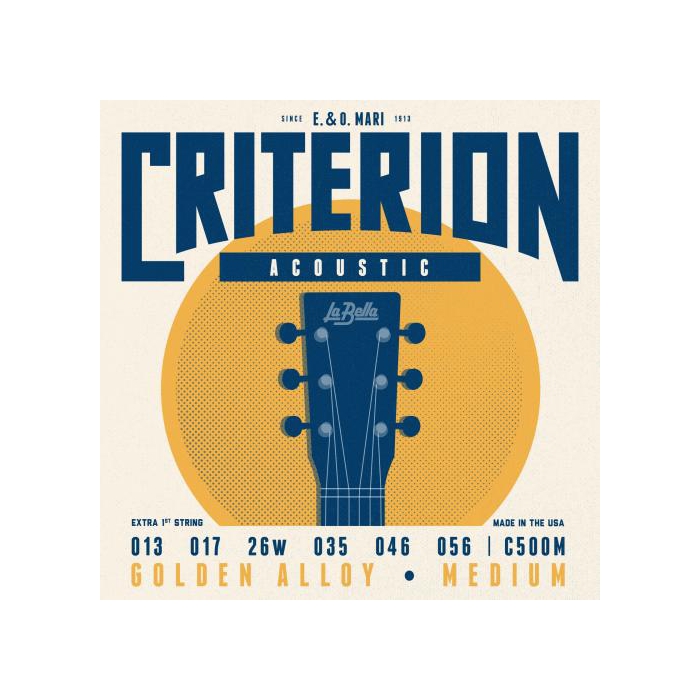 

Комплект струн для акустической гитары La Bella Criterion бронза, Medium, 13-56, C500M