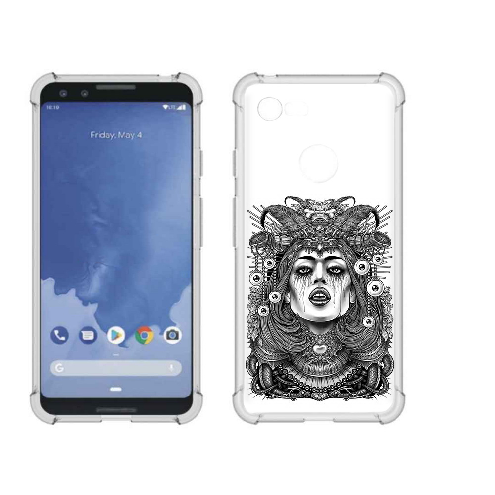 

Чехол MyPads Tocco для Google Pixel 3 портрет девушки черно белый, Прозрачный, Tocco
