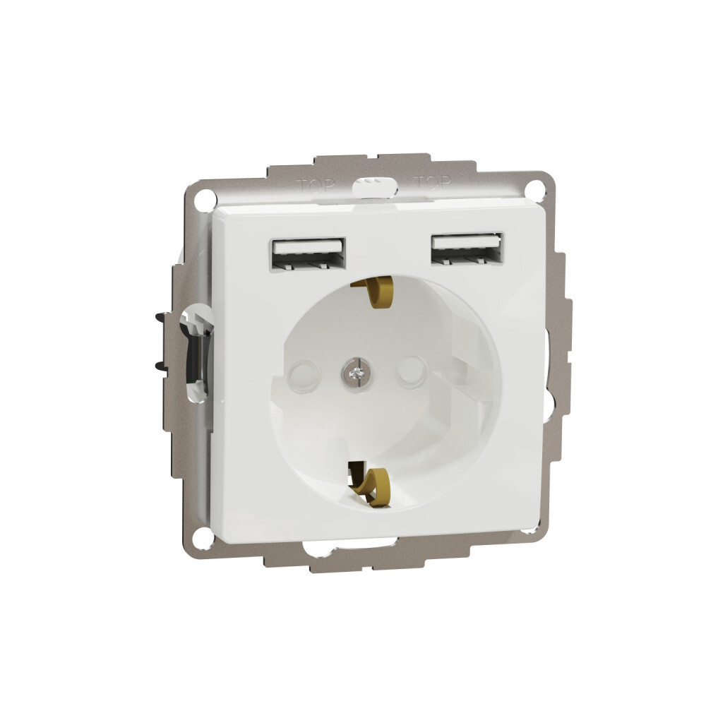 

Розетка Schneider Electric с заземлением и USB, 16А, белый SDD111052, SDD111052