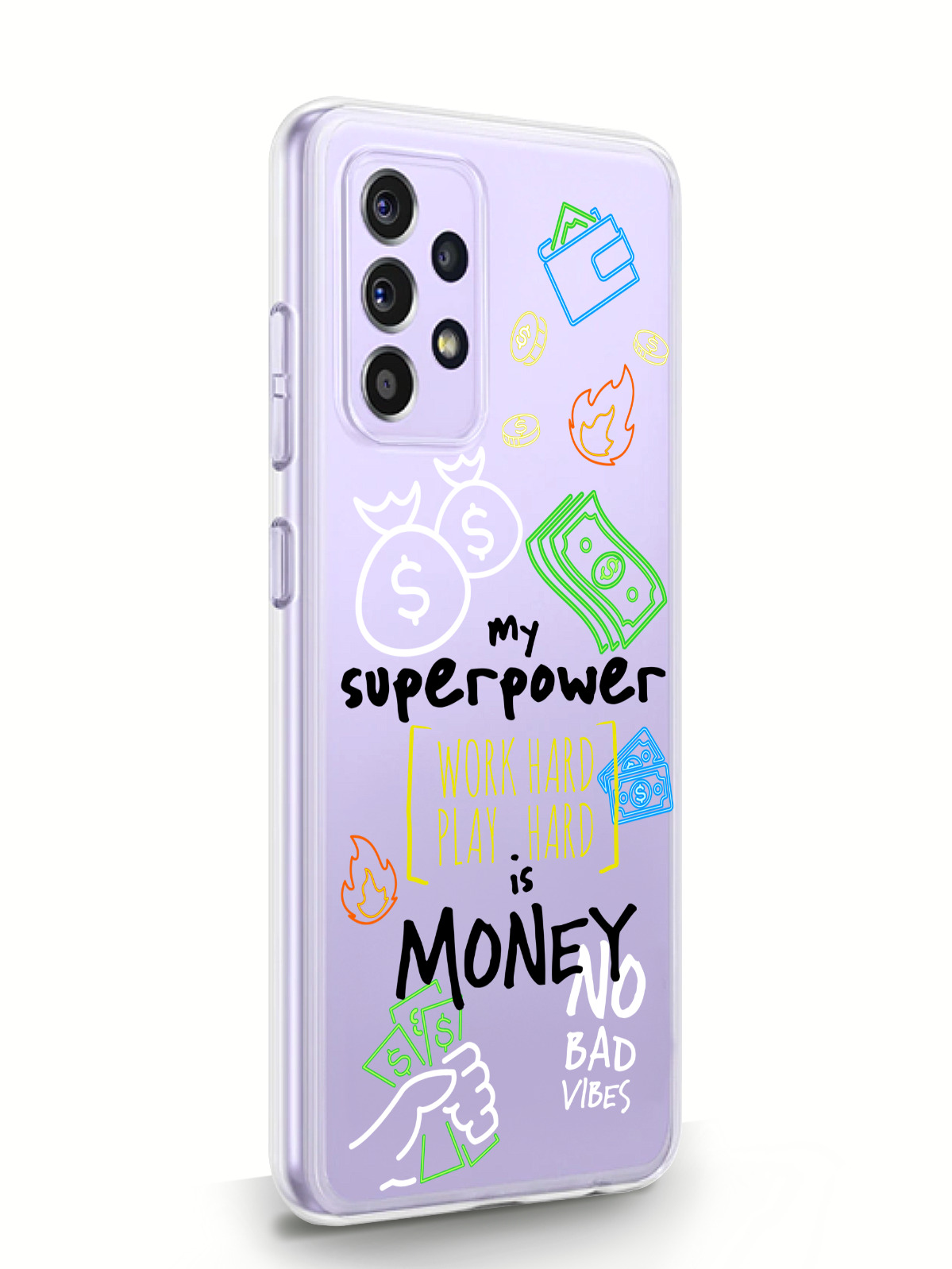 фото Чехол musthavecase для samsung galaxy a72 my superpower is money прозрачный