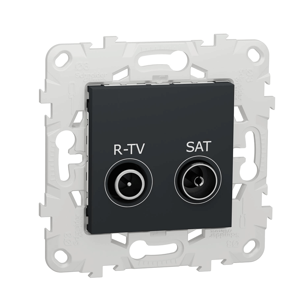 фото Розетка schneider electric r-tv/sat проходная unica new антрацит nu545654