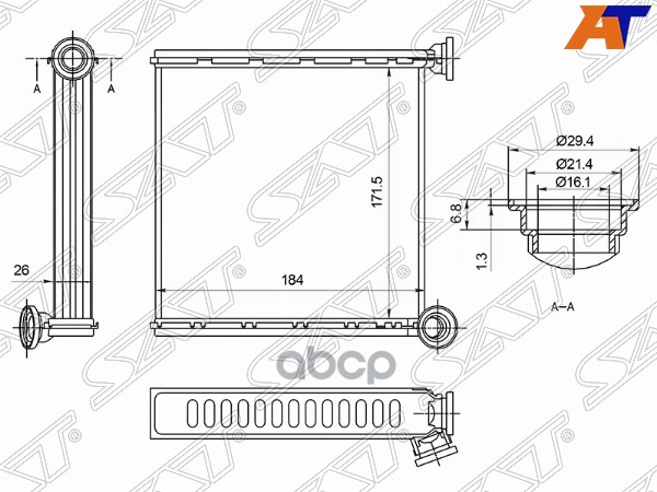 

SAT Радиатор отопителя салона AUDI A3 12-/SKODA OCTAVIA 13-/ VOLKSWAGEN GOLF 12-/PASSAT B8