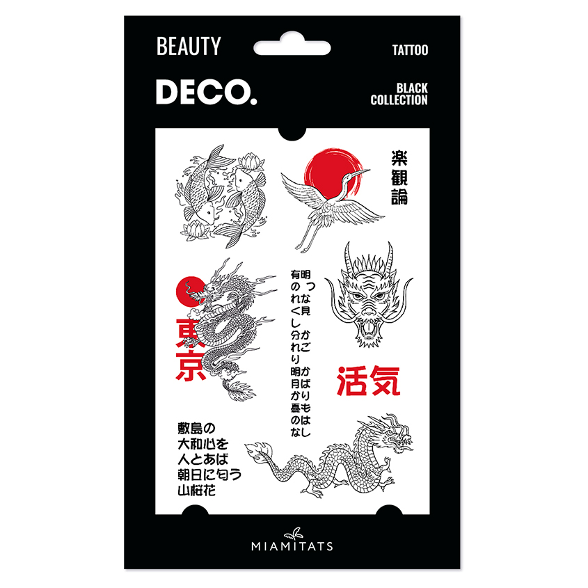 Татуировка переводная для тела DECO. Black Japan style Collection by Miami tattoos