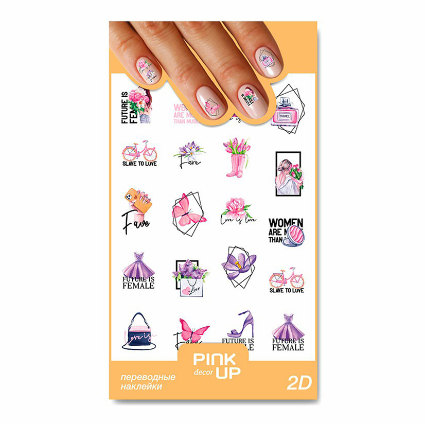 

Наклейки для ногтей Pink Up Decor 2D переводные тон 61