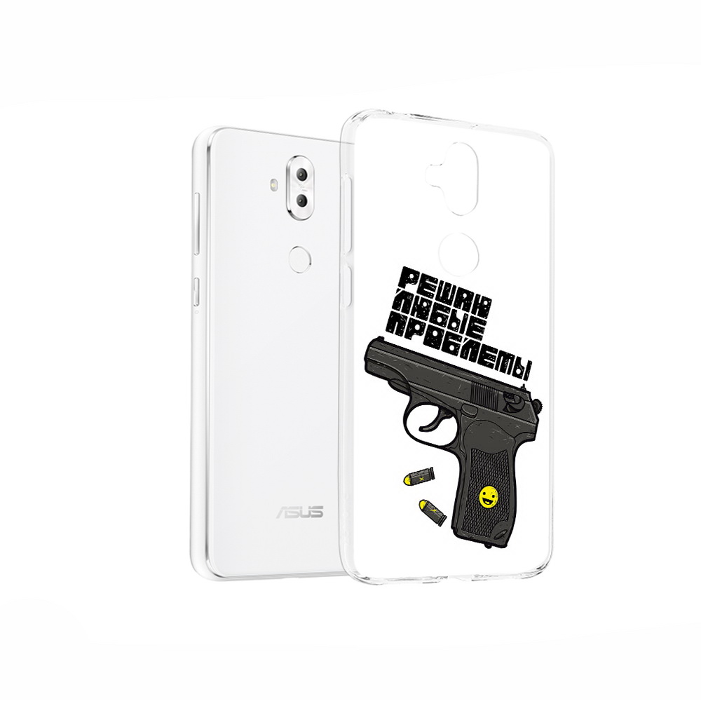 

Чехол MyPads Tocco для Asus ZenFone 5 Lite (ZC600KL) пистолет против проблем, Прозрачный, Tocco