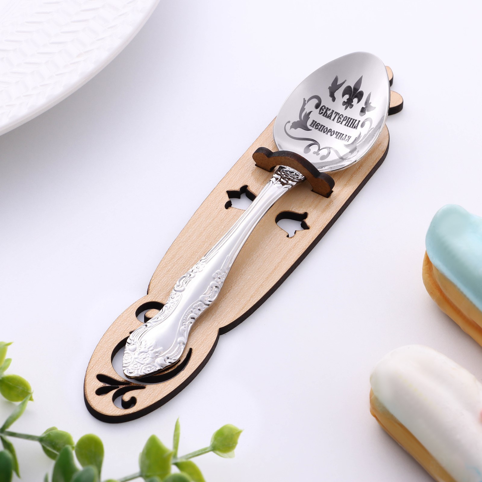 

Ложка чайная именная Дарим Красиво "Екатерина" арт.4939128, 1 шт, Серебристый