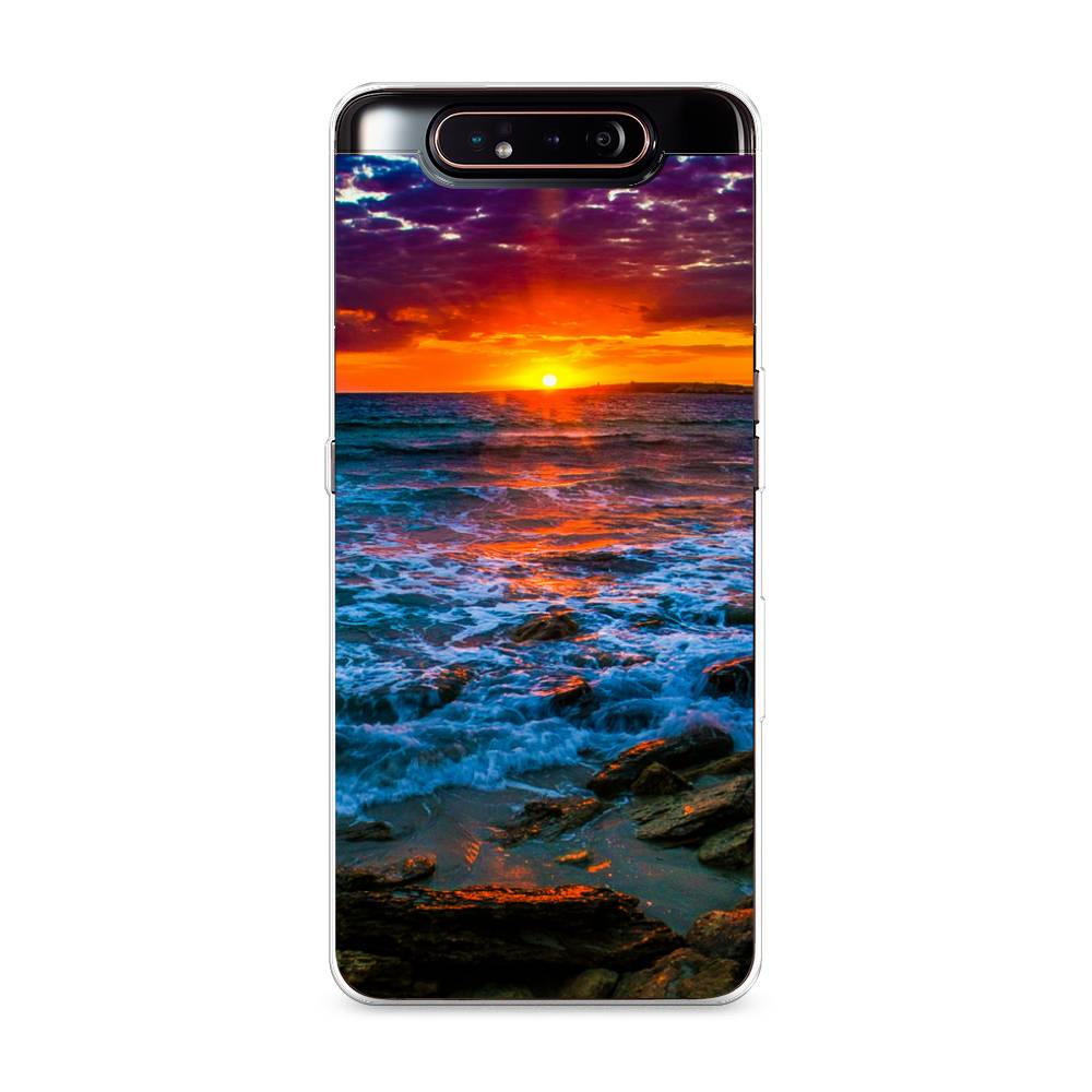 

Чехол на Samsung Galaxy A80 "Закат 1", Оранжевый;синий, 28350-2