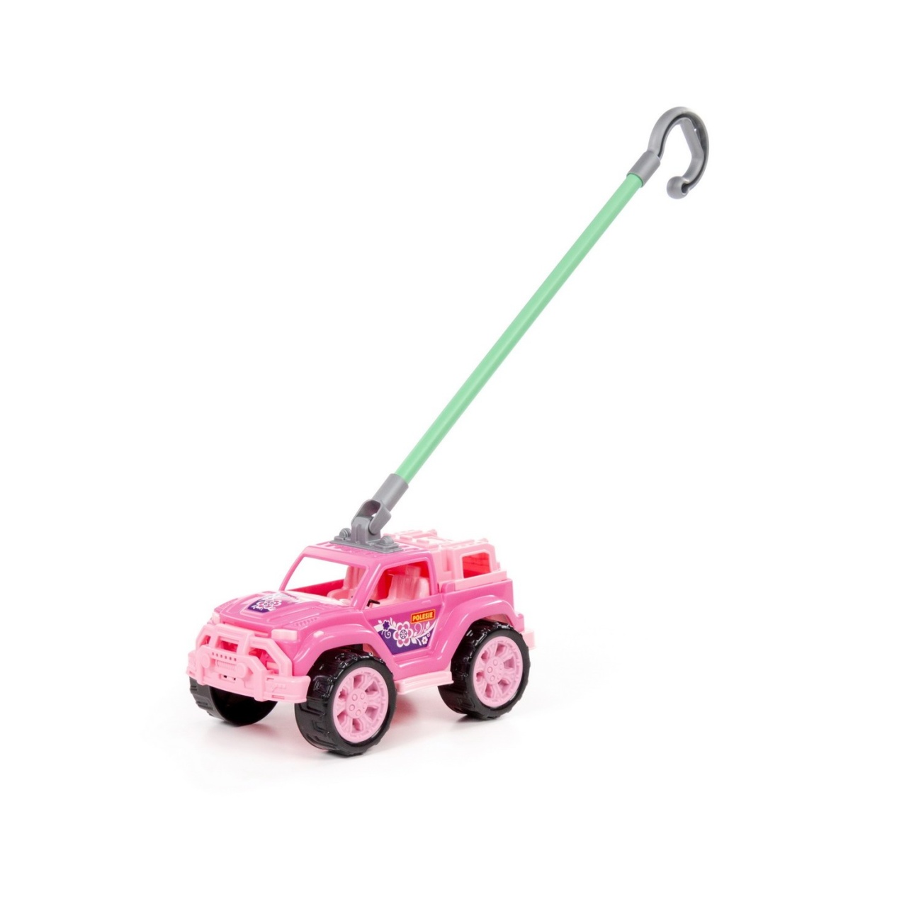 Игрушка-каталка Полесье автомобиль Легионер с ручкой (розовый) П-63905 автомобиль легион 4 розовый 78278