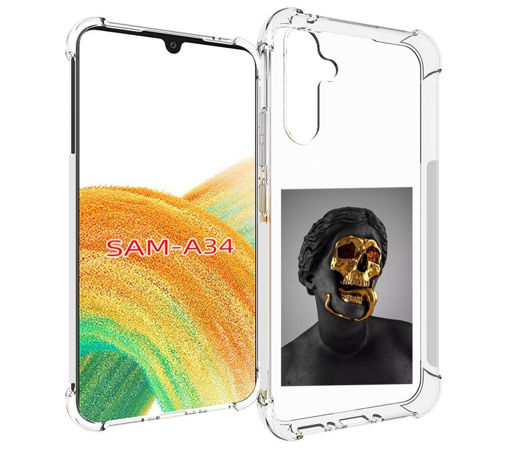 

Чехол MyPads золотой череп в статуе для Samsung Galaxy A34, Tocco