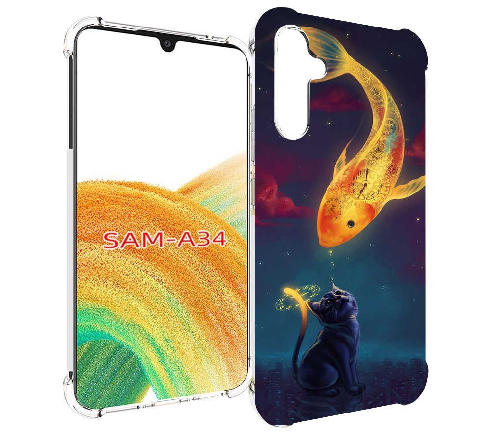 

Чехол MyPads золотая-рыбка-часовая для Samsung Galaxy A34, Tocco
