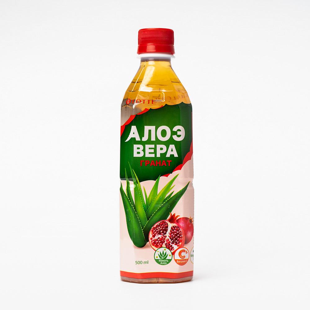 Напиток Lotte Aloe Vera негазированный, с мякотью алоэ, со вкусом граната, 500 мл