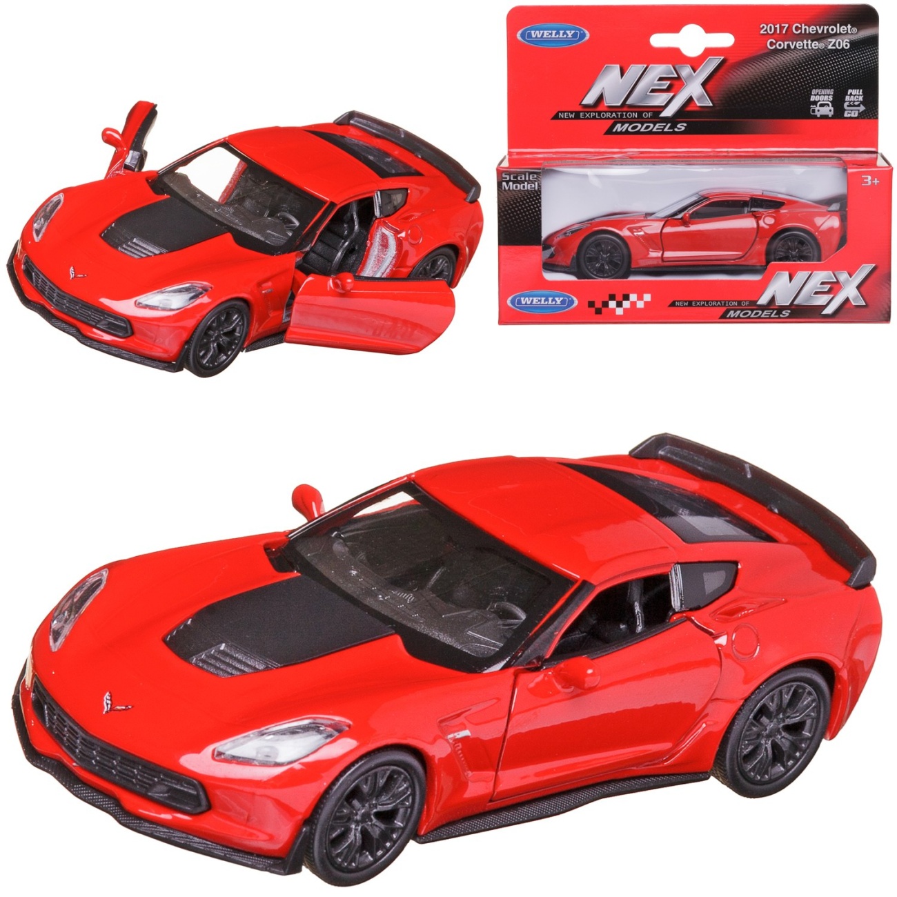 

Машинка Welly 1:38 2017 CHEVROLET CORVETTE Z06 красная 43752W/красная, Красный