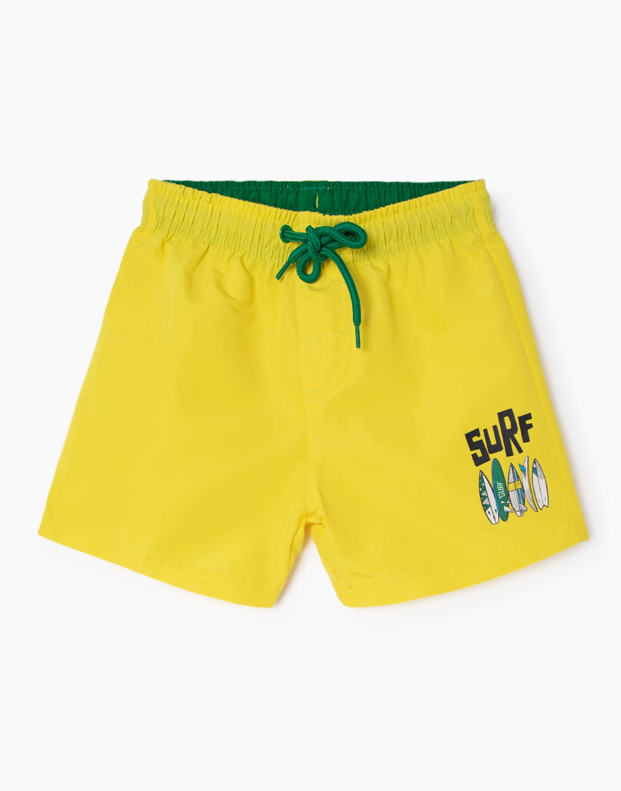 Жёлтые пляжные шорты с принтом для мальчика р.116