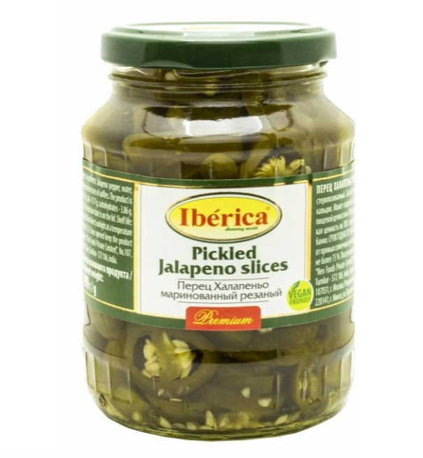 

Перец Iberica халапеньо, резаный, маринованный, 370 мл