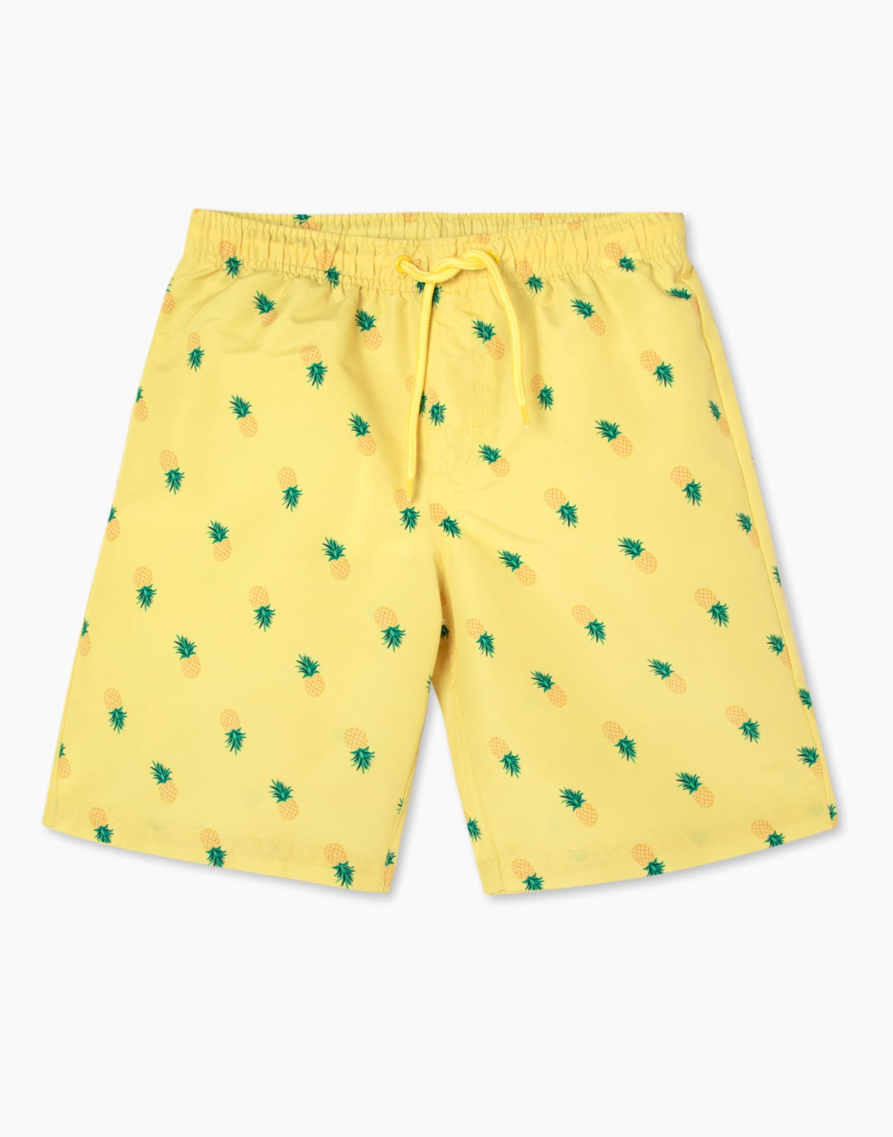 Жёлтые плавательные шорты с принтом для мальчика р.122-128