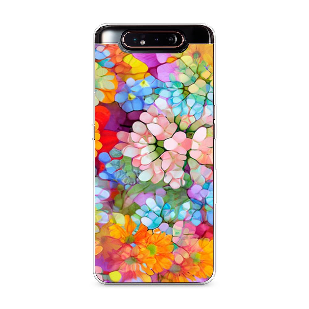 

Чехол на Samsung Galaxy A80 "Цветы витраж", Оранжевый;розовый;голубой, 28350-3