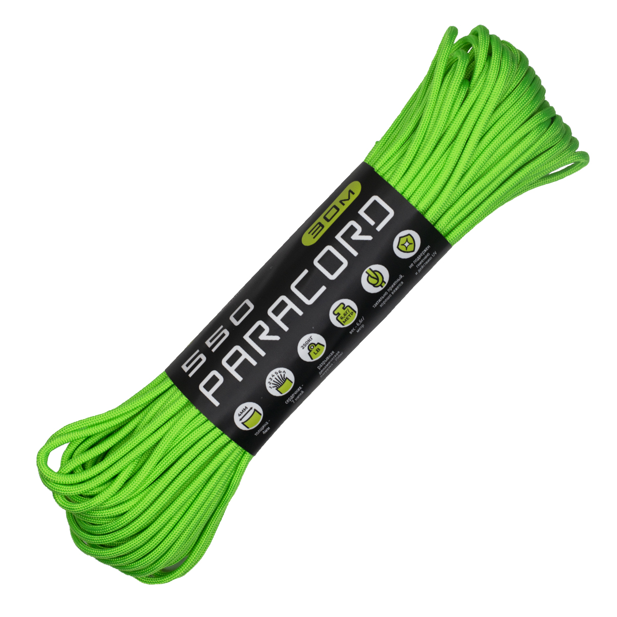 

Паракорд 550 Cord 30м (neon green snake), Зеленый, Паракорд 550 Cord 30м (neon green snake)