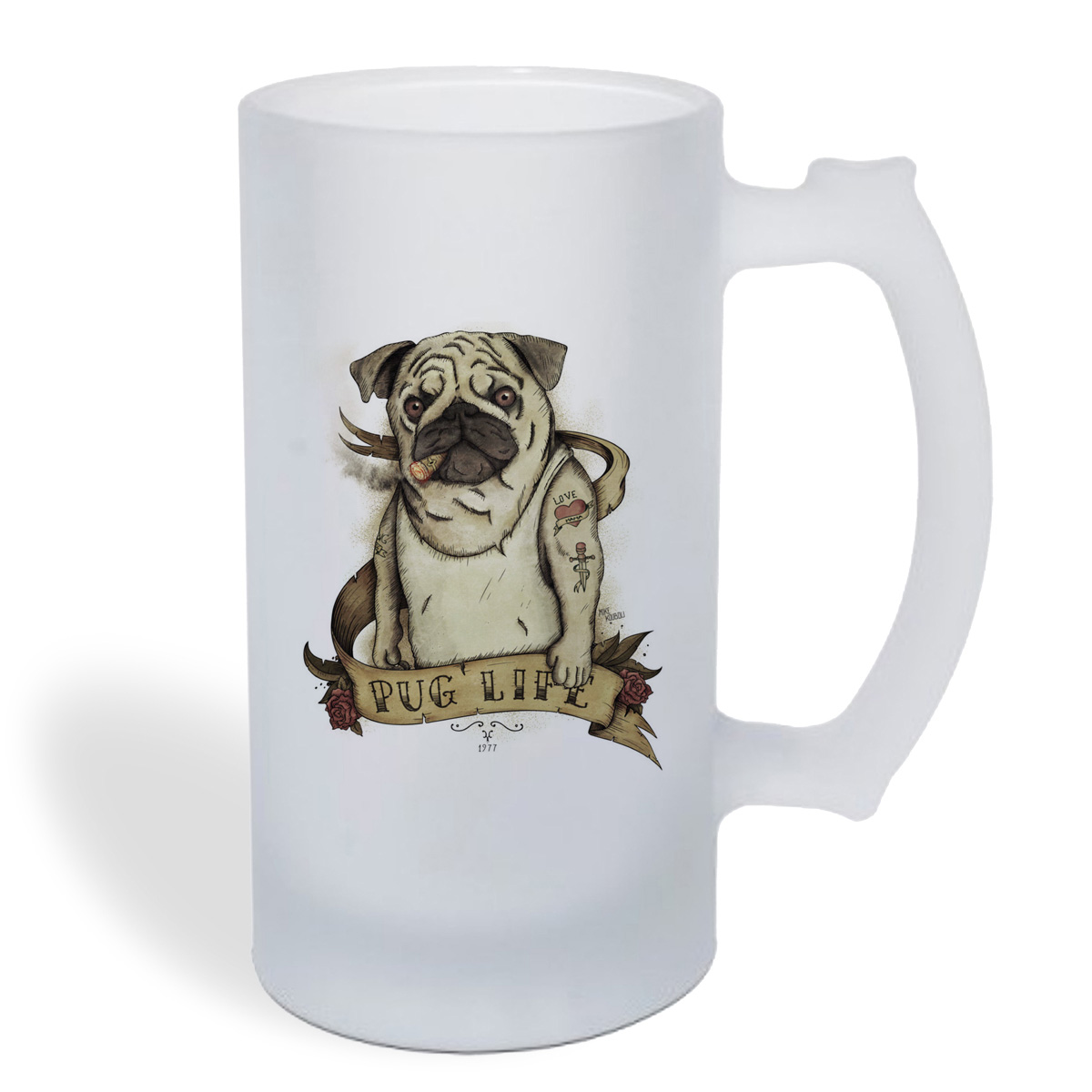 

Кружка пивная CoolPodarok Мопс. Pug life