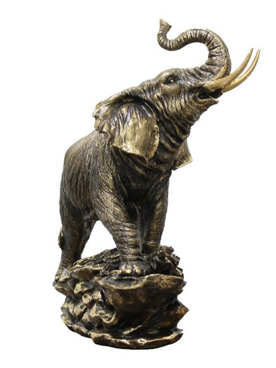 фото Скульптура ломоносовский фарфор спб f043/2 слон на камне полистоун 34 см.