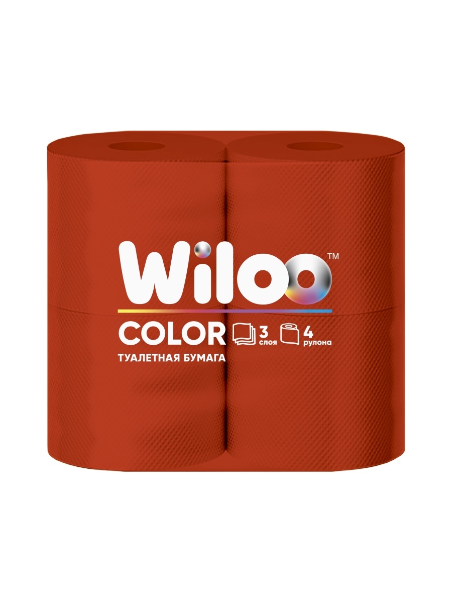 Туалетная бумага Wiloo Color красная 3 слоя 4 рулона гофрированная бумага красная 50 х 250 см