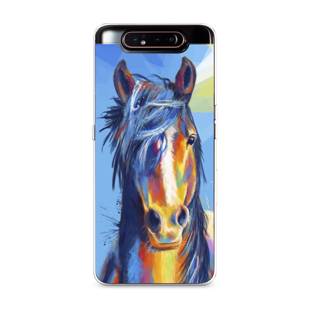 

Чехол на Samsung Galaxy A80 "Лошадь арт 3", Голубой;желтый;синий, 28350-1