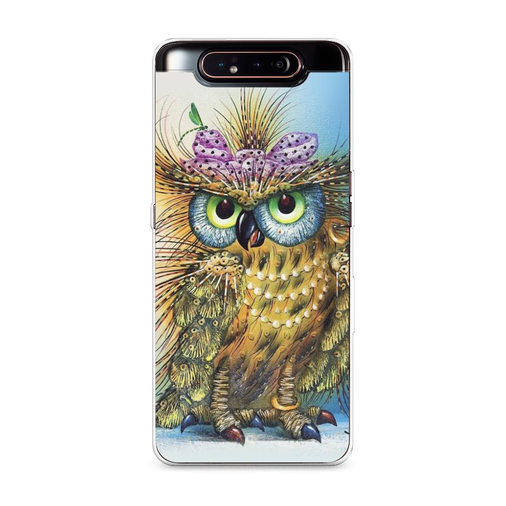 

Чехол на Samsung Galaxy A80 "Модная сова", Коричневый;голубой, 28350-1