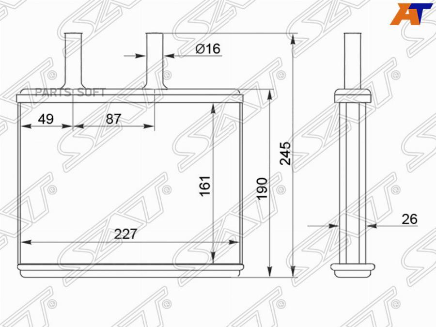 SAT Радиатор отопителя салона NISSAN SUNNY B15/BLUEBIRD SYLPHY/ AD/WINGROAD Y11 98-05