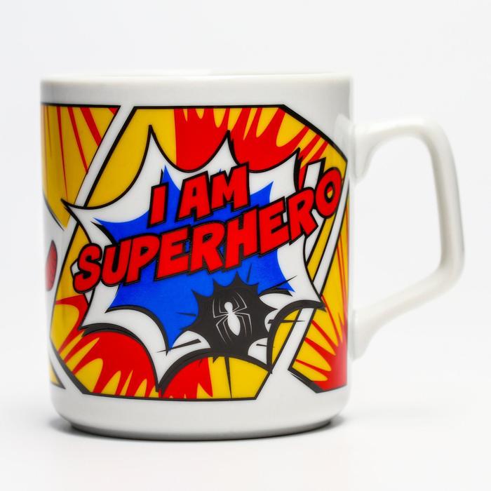 фото Кружка керамическая, "i am superhero", человек паук, 350 мл nobrand