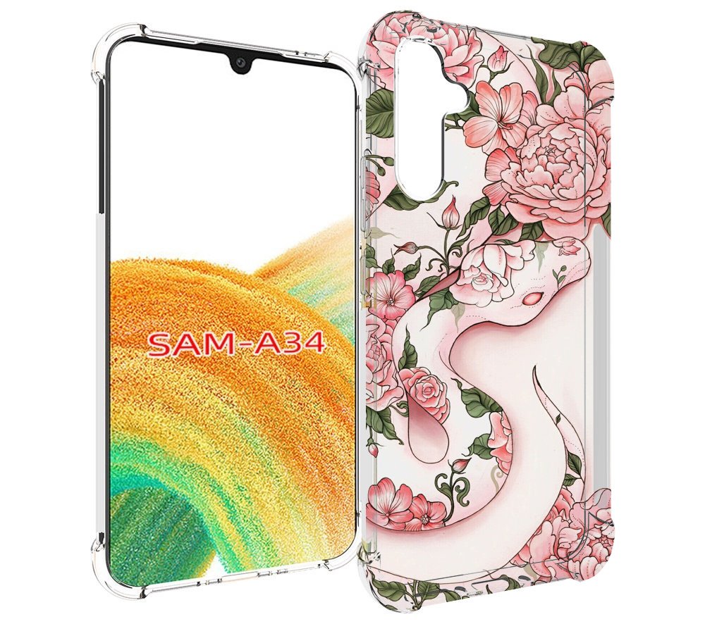 

Чехол MyPads змея-в-розовых-цветах женский для Samsung Galaxy A34, Tocco