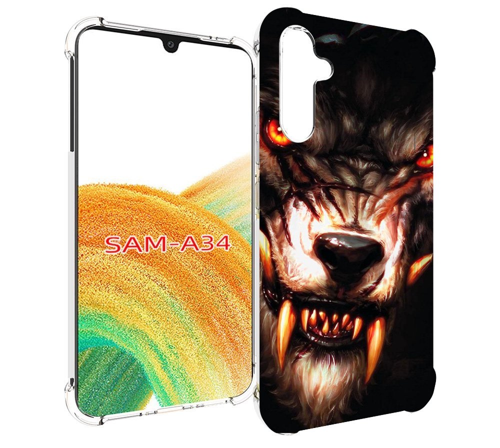 

Чехол MyPads злой голодный волк мужской для Samsung Galaxy A34, Tocco