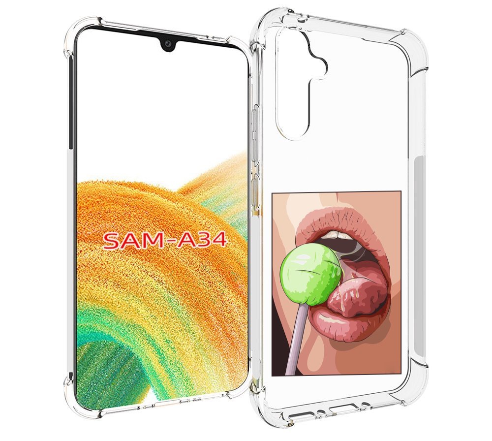 

Чехол MyPads зеленый-чупа-чупс женский для Samsung Galaxy A34, Tocco